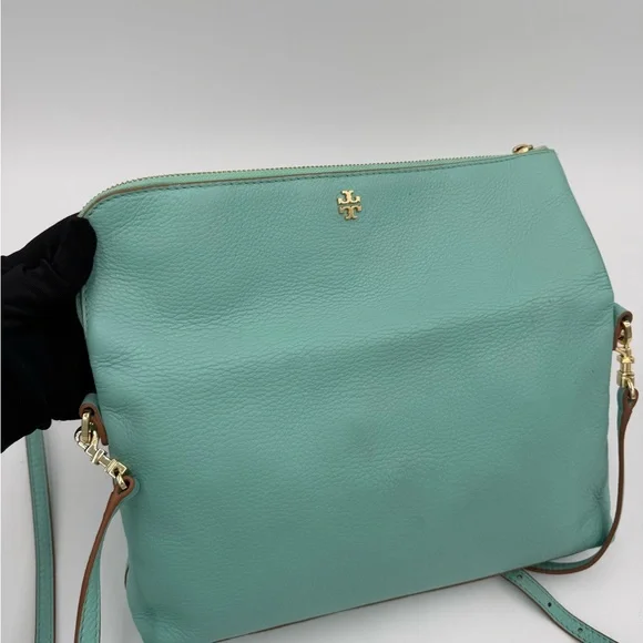Tory Burch Emerson “Tiffany” turquoise Leather Flap Crossbody - Picture 2 of 13
